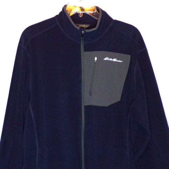 Eddie Bauer Blue Gray Fleece Jacket Mens Large Full Zip Coat Hiking Outdoors - Picture 3 of 12